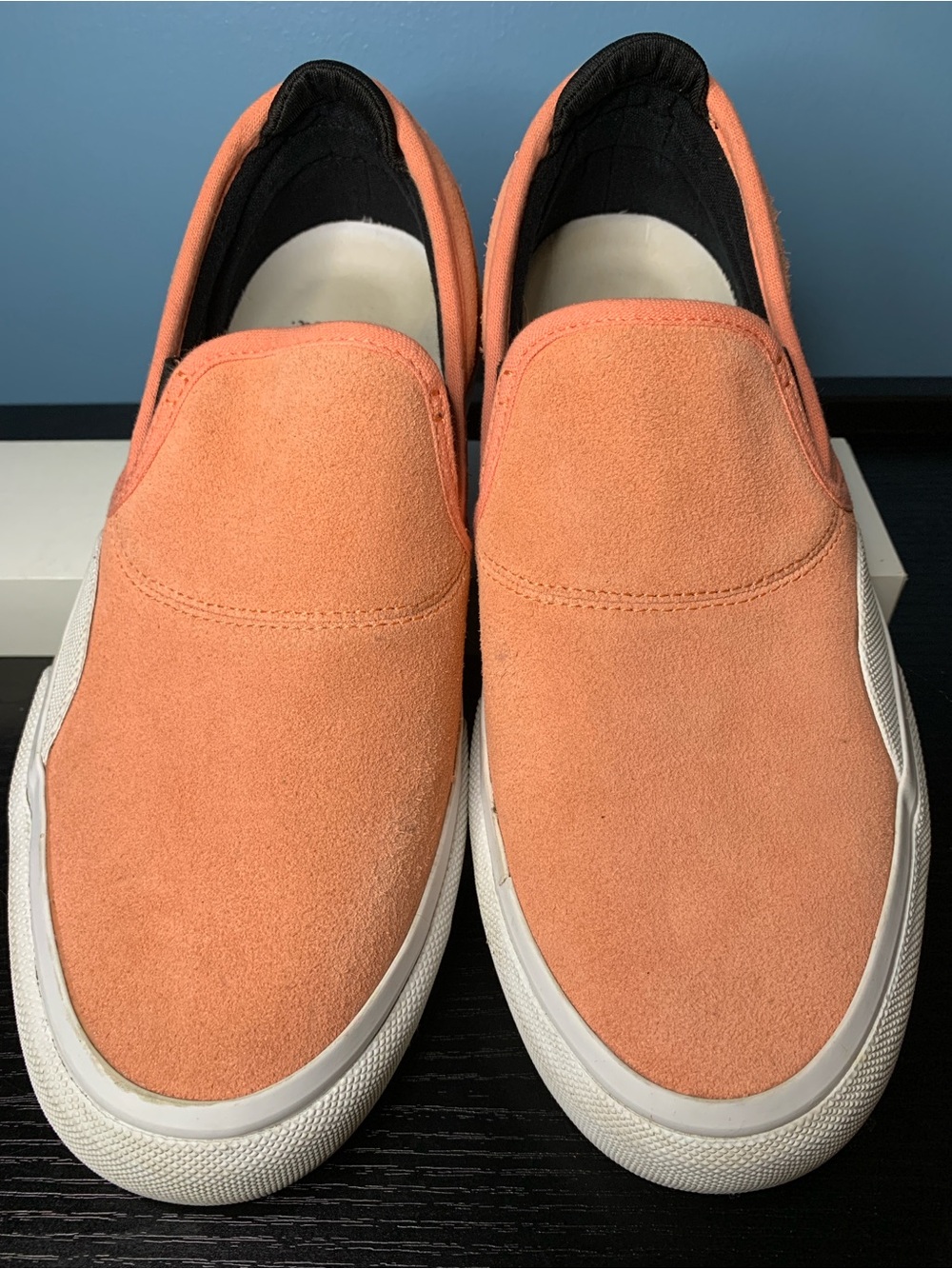 Emerica Slip-On Suede Sneakers in Salmon Suede